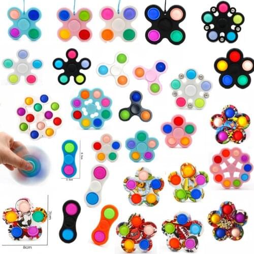 Rodent Pioneer Fingertip Gyro Printing Bubble Music Decompression Silicone Finger Gyro Pressing Vent Toy lanyard For Keys Charms