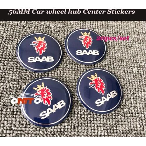 Good quality 20pcs/lot 56mm ABS Car logo Badge Emblem Wheel hub stickers for Saab 9-3 9-5 93 95 BJ SCS ABS Auto