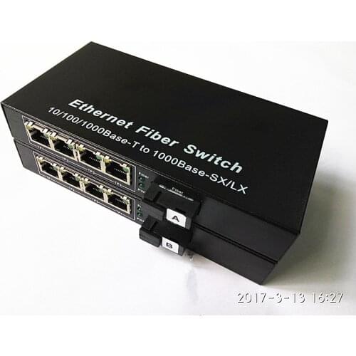 SC1xfiber+ 4xRJ45 Unmanaged 10/100/1000Mbps Megabit Ethernet Fiber Switch 1pair