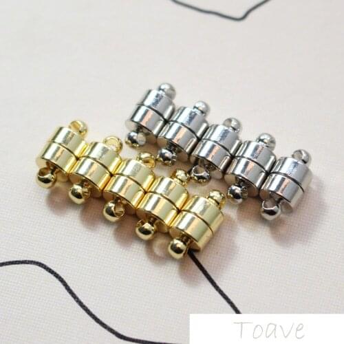 4 pcs Copper Package 18K14K Circular Magnet Buckle DIY Bracelet Necklace Manual Closure Port Suction Buckle 6mm