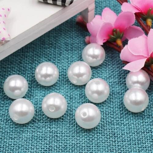 3/4/5/6/8/10/12/14/16/18/20mm White With Hole Round Acrylic ABS Imitation Pearls Beads for Jewelry Making DIY Gift Accessories