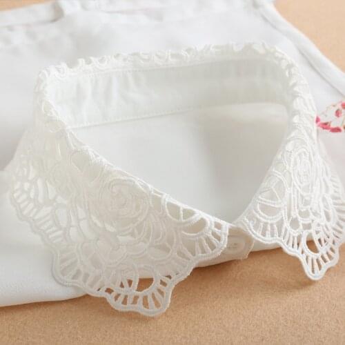 Lace Fake Collar Women Detachable Collars White Chiffon False Collars Woman Black Removable Half Shirt For Sweater Blouse