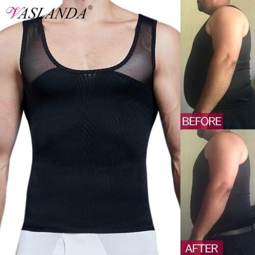 Men Slimming Body Shaper Compression Shirt Tummy Control Summer Underwear Waist Trainer Vest Workout Shapewear Fitness Tank Tops