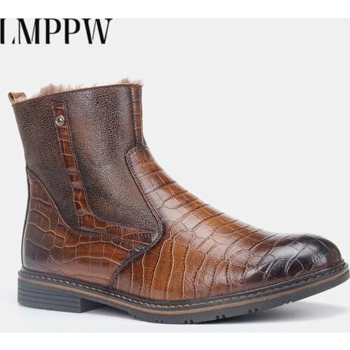 2021 Leather Men Boots Winter With Fur Super Warm Snow Boots Big Size High Top Rubber Ankle Comfortable Winter Walking Boots1.8