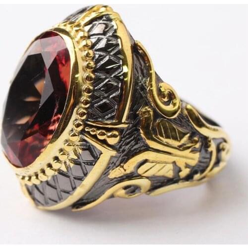 Handmade Sultanite Man Silver Ring, 18K Gold Plated Sultanite Silver Men Ring