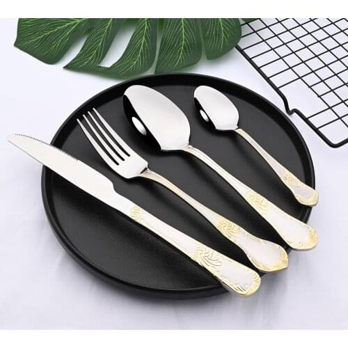 Western Cutlery Set 6/24Piece Tableware Set Stainless Steel Dinnerware Silver Spoon Fork Knife Dinner Set Complete Home Flatware