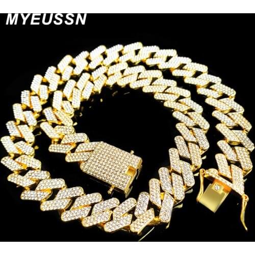 20MM Hip Hop Iced Out Cuban Chain Necklace Men Jewelry Miami Curb Cuban Chain Cz Gold Color Bling Rapper Necklaces Jewelry Gift