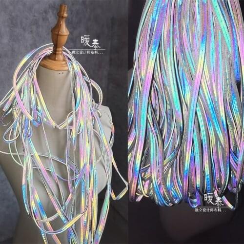 Iridescent Reflective Rope Accessories Laser Safety Warning DIY Handmade Hats Bags Belt Decor Clothes Designer Fabric