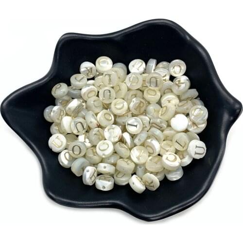 Charm Freshwater Shell Bead Handicraft Making Necklace Bracelet Letter Bead Accessories Charm Double-sided Button Shape 5x7mm