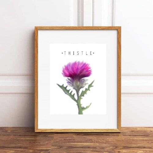 Pink Thistle Poster Canvas Painting Modern Botanical Floral Oil Painting Print Flower Artwork Picture Home Wall Art Decor