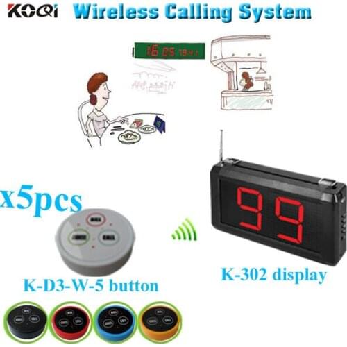 Restaurant Guest Caller System with K-302 monitor K- D-3 transmitter button (1 display+ 5 table bell button)