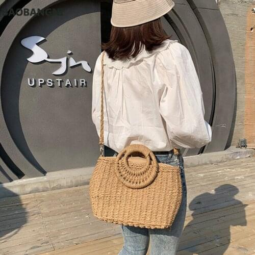 Summer Women Straw Beach Bag Handmade Crossbody Bag Rattan Bags Bohemian Casual Woven Basket bags
