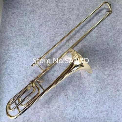 Bach Tenor Bb/F Trombone Brass Plated Professional Playing Musical Instruments With Shell and Mouthpiece Free Shipping