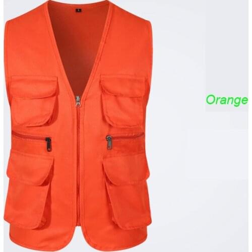 Men Women Outdoor Three-dimensional Multi-pocket Vest Advertising Volunteer Group Activities Overalls V-neck Vest with Zipper