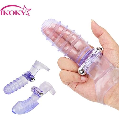 IKOKY Finger Sleeve Vibrator G Spot Massage Clit Stimulate Female Masturbator Sex Toys For Women Lesbian Orgasm Adult Products