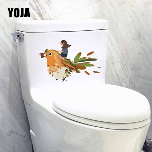 YOJA 22.4X14.6CM Wall Sticker Mural Character Bird Toilet Decal Living Room Home Decor T5-0767
