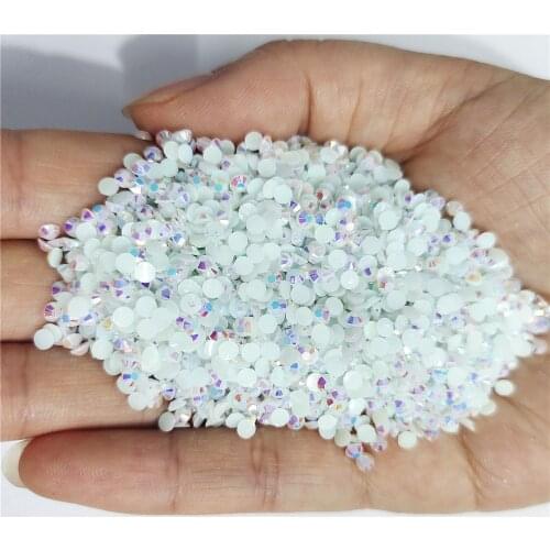 Jelly Pure white AB Color 2mm,3mm,4mm,5mm,6mm Facets FlatBack Resin Rhinestone Nail Art Garment Decoration Stones/Beads