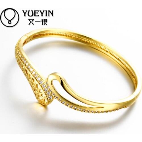 Wholesalek yellow Gold color bangles For Women fashion Bridal wedding Jewelry wholesale Armreifen pulseiras