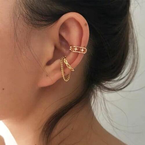 Small Round Non Piercing Clips For Women Cool Personality Design Star Gold Ear Clip Ladies Fashion Jewelry Gifts