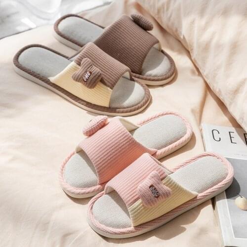 Linen slippers womens spring and autumn indoor cotton hemp anti slip soft bottom four seasons cloth floor slippers