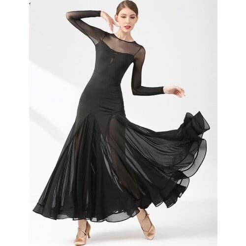 Adult See-through Spling Ballroom Dance Dresses For Women Viennese Waltz Dress Ball Gown Dance Wear Rumba Dance Costumes