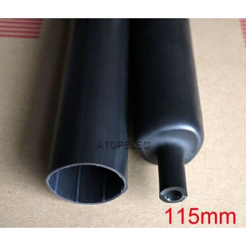 115mm Diameter Adhesive Lined 3:1 Heat Shrink Tube Dual Wall Glue Wrap Wire Waterproof Black Color 1.22M Length