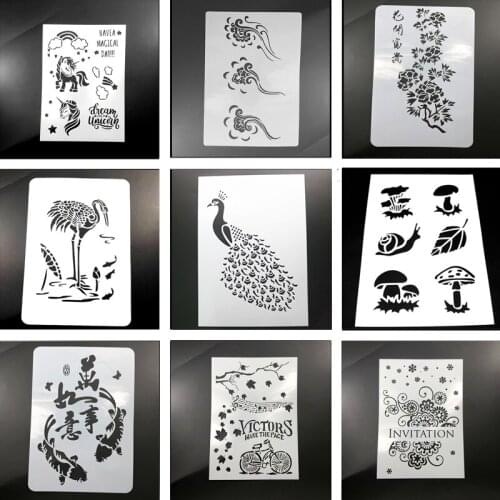 2 Sheet Unicorn Flamingo Painting Template Stencil DIY Wall Layering Scrapbooking Diary Stamp Coloring Embossing Decor Reusable