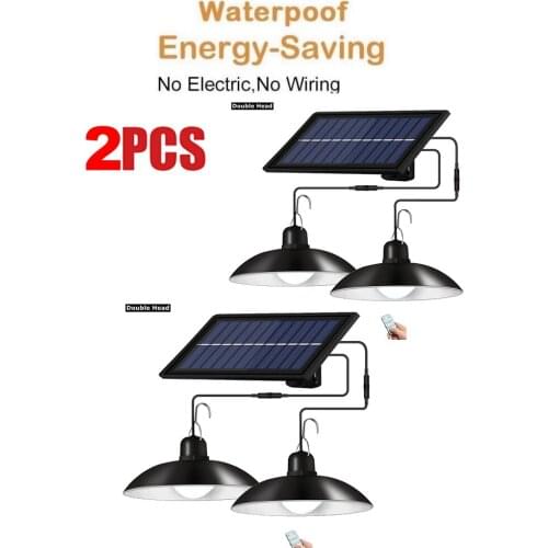 2pcs Retro Lampshade Outdoor Waterproof LED Solar Pendant Light Indoor Auto on Off Solar Lamp Room Balcony Terrace Pull Switch C
