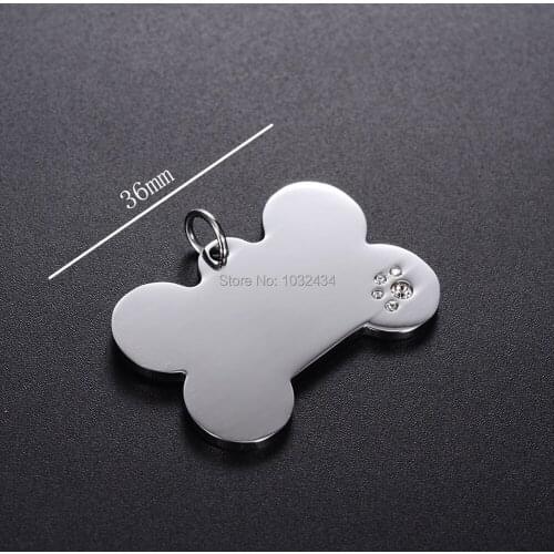 50pcs/lot Blank customization Pet Dog Tags Custom Cat ID Name Tags for Pets Bone Shape FREE Gift