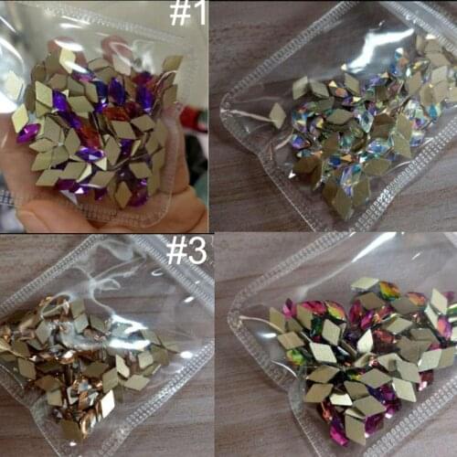 6*10mm Regular Glass Rhinestones Rhombus 50pc/Bag ABcolor, Fire Flame, Champagne, Blue,Red Scale-Made Nail Accessories 3D 6JZ15E