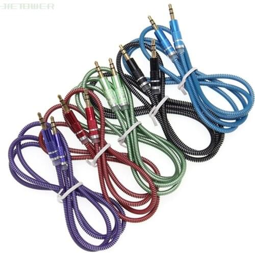 3.5 Jack AUX Audio Cable 3.5MM Male to Male Cable For Phone Car Speaker MP4 Headphone 1M Jack 3.5 Spring Audio Cables 50pcs/lot