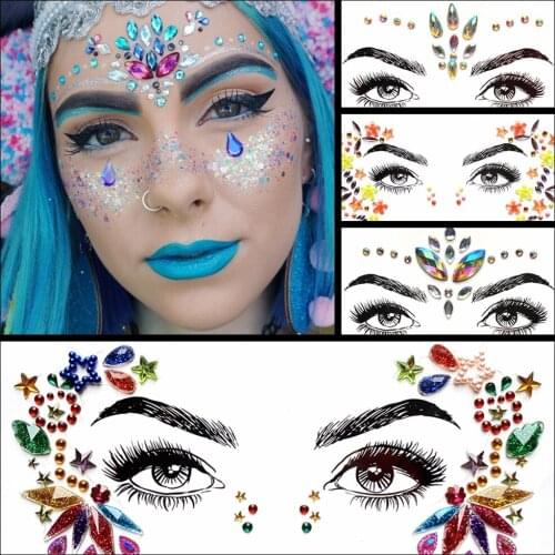 Crystal Face Jewelry Glitter Eye Tatoo Sticker For Festival Prom Body Art Makeup Tools Flash Eye Accessories Easy To Use Sticker