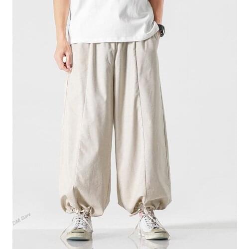 Male Cotton Linen Trousers M-5Xl Streetwear Men Harem Pants Casual Sweatpants Mens 2021 Loose Fashion High Quality Jogging Pants
