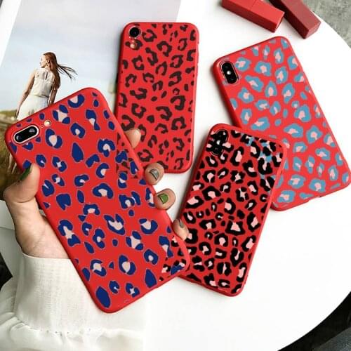 Leopard Print Phone Case Red Candy Color for iPhone 11 12 mini pro XS MAX 8 7 6 6S Plus X SE 2020 XR