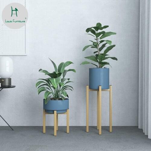 Louis Fashion Nordic Flower Frame Mobile Balcony Living Room Floor Creative Modern Simple Green Iron Arts Pot Shelf