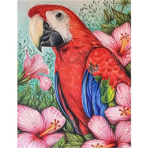 Parrot Flower Bird Diamond Painting Animal Floral Round Full Drill 5D Nouveaute Mosaic Embroidery DIY Cross Stitch Home Decor