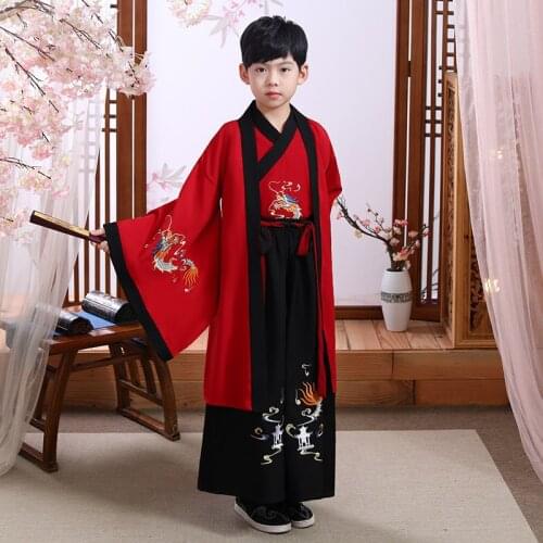 Boys Chinese Traditional Clothing Children Vintage Ancient Hanfu Dresses Cosplay Costume Outfits