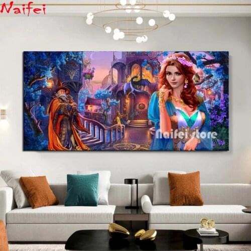 Dragon Wizard Princess Castle Diy Diamond Painting Full Square Round 5D Diamond Embroidery Sale Rhinestone Cartoons Art