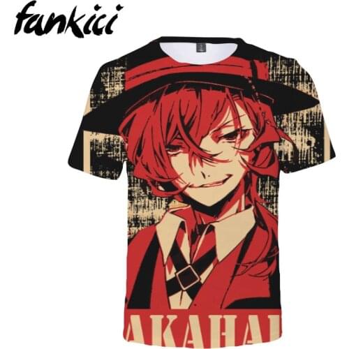 Anime Bungou Stray Dogs T Shirt Women Men Short Sleeve Tops Kids Harajuku Casual Tee Shirts Atsushi Dazai Chuya 3D T-shirt
