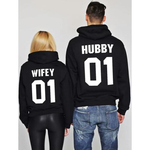 Hubby and Wifey set of 2 couple Sweatershirt Hubby Wifey Couples hoodie Hubby Wifey Couples pullover fashion couple"s jumper