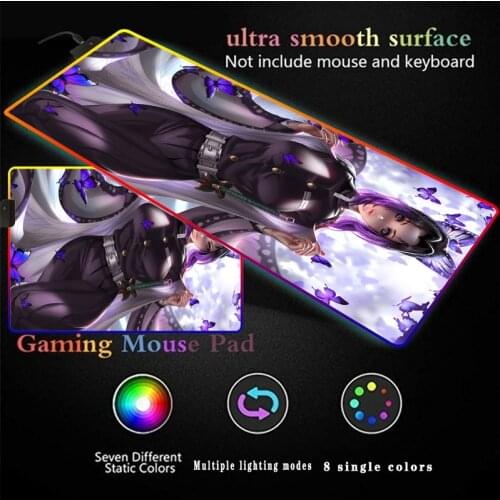 Anime Demon Slayer Kimetsu No Yaiba RGB Gaming Glow Mouse Pad Large Computer Mouse Pad XXL Gamer LED Backlight Keyboard Desk Mat