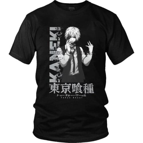 Handsome Kaneki Ken T Shirt Men Short Sleeved 100% Cotton T-shirt Print Tokyo Ghoul Harajuku Anime Manga Tees Fashion Tshirt
