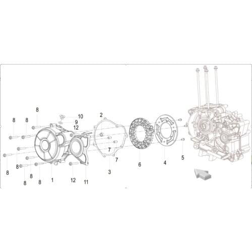 Engine left cover page of Benelli TNT135 TNT125