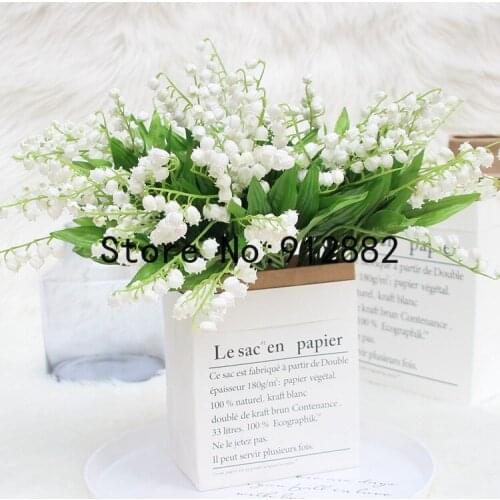 2020 Hot Selling lily of valley bunch simple wedding bouquet ,home decoration , fake grass coral wedding