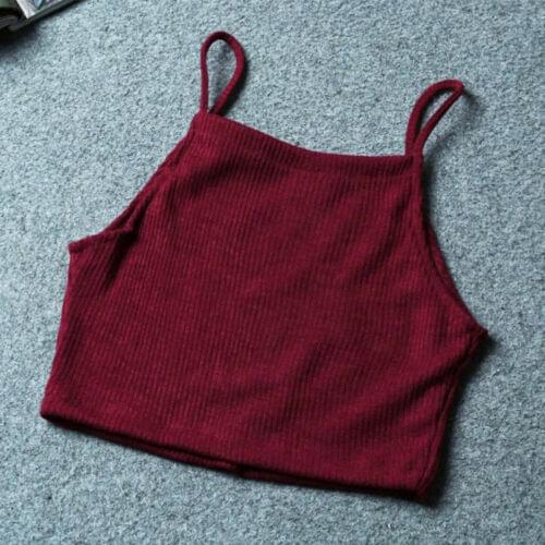 Summer Women Sexy Camisoles HOT Summer Sexy Women Solid Sleeveless Square Collar Knit Short Crop Tank Tops