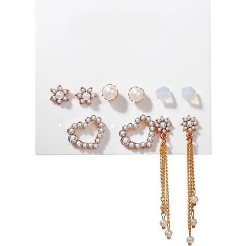 Yobest Fashion Brincos Christmas Earrings Set Crystal Pearl Earrings For Women Boho Small Drop Earring 2020 Geometric Vintage