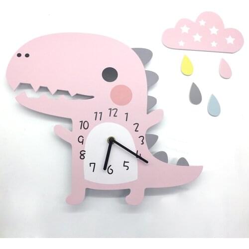 Childrens Room Wall Clock Living Room Stereo Cartoon Dinosaur Clock Kindergarten Mute Wall Clock Home Kids Room Decortation