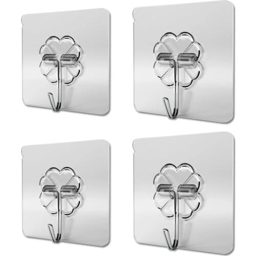 5Pcs Strong Transparent Suction Cup Sucker Wall Hooks Hanger Kitchen Bathroom Wall-mounted Design Hanger Seamless Adhesive Hook