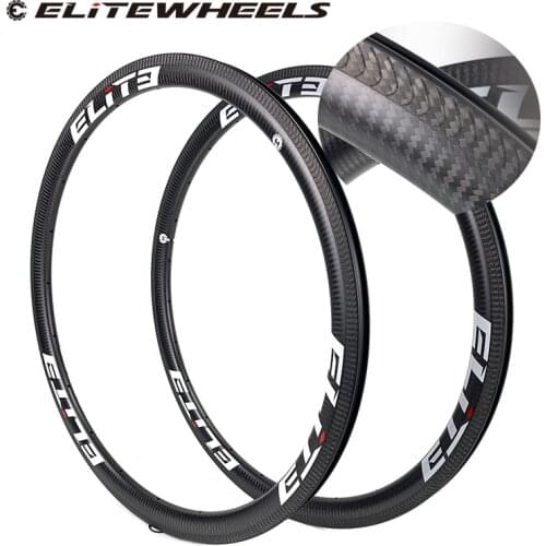 ELITEWHEELS 700c 38mm Carbon Fiber Rim A1 Laser Brake Surface 3K Twill Matte Finish Clincher Tubular Tubeless For Road Wheels