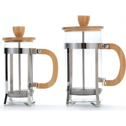 Olive wood high borosilicate method pressure pot hand pressure coffee pot tea maker household teapot health flower teapot